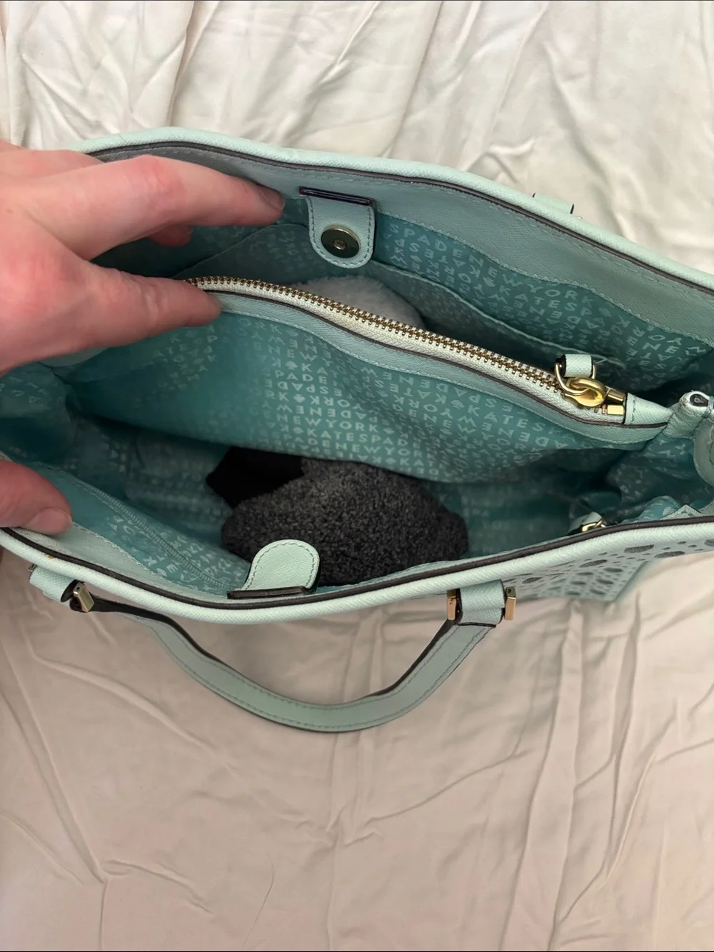 kate spade mint green laser-cut tote
